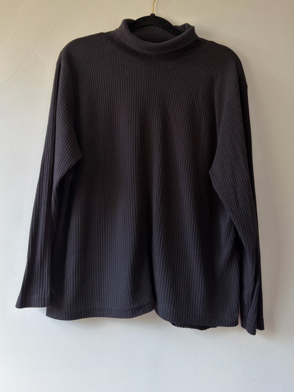 White Stag Women's Black Ribbed Long Sleeve Turtleneck Size 18W 20W